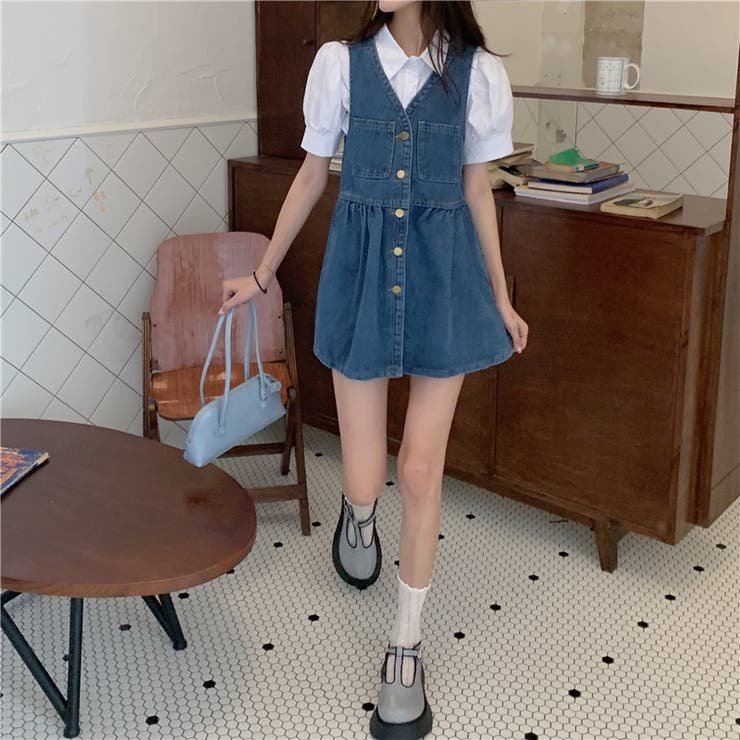 【GUMZZI】ワンピース×デニムベストセットアップto28744 ハイデニムワンピース | ファッション通販サイト NUGU