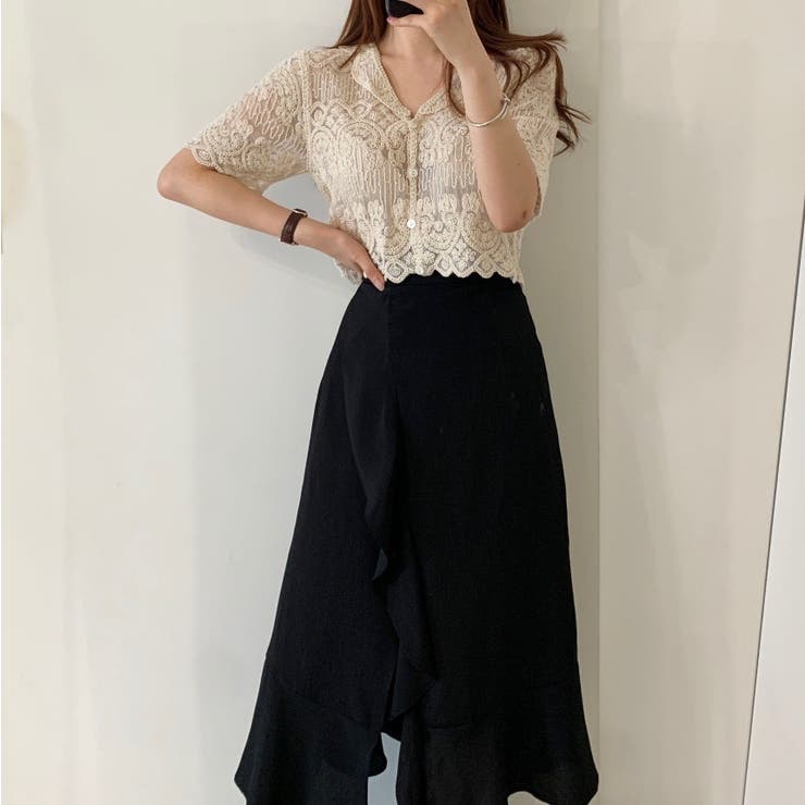 ショート丈半袖カーディガン 韓国ファッション レース | Sibra | 詳細画像16 