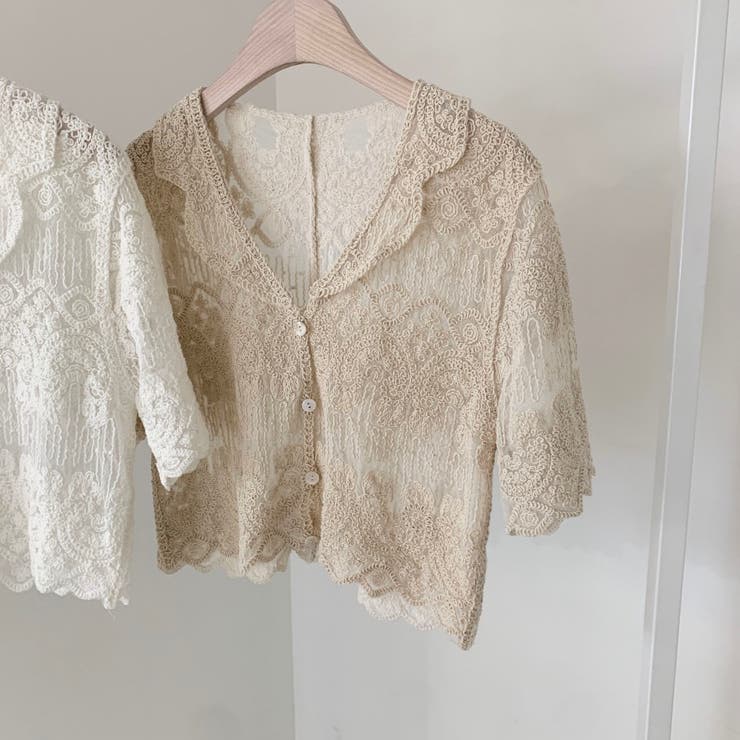 ショート丈半袖カーディガン 韓国ファッション レース | Sibra | 詳細画像19 