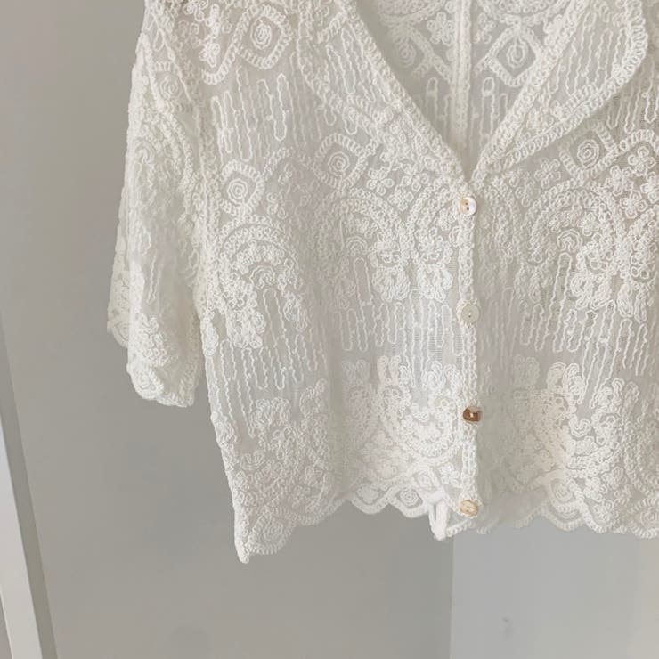 ショート丈半袖カーディガン 韓国ファッション レース | Sibra | 詳細画像9 