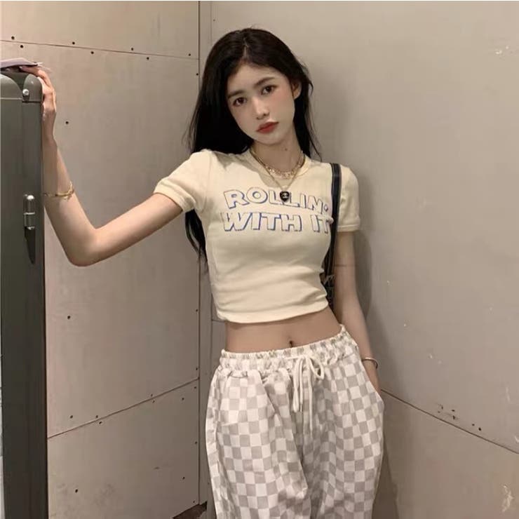 ショート丈半袖Tシャツ 韓国ファッション 夏服[品番