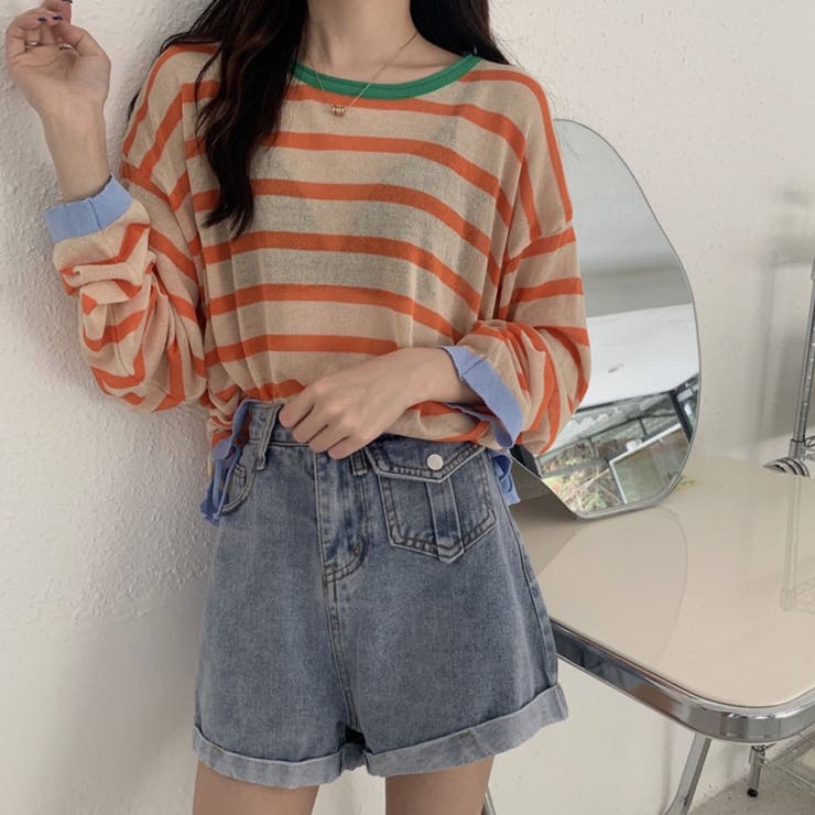 透かしニットトップス 韓国ファッション 夏服 | Sibra | 詳細画像2 