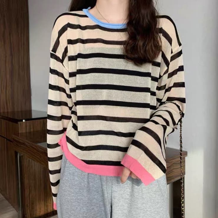 透かしニットトップス 韓国ファッション 夏服 | Sibra | 詳細画像1 