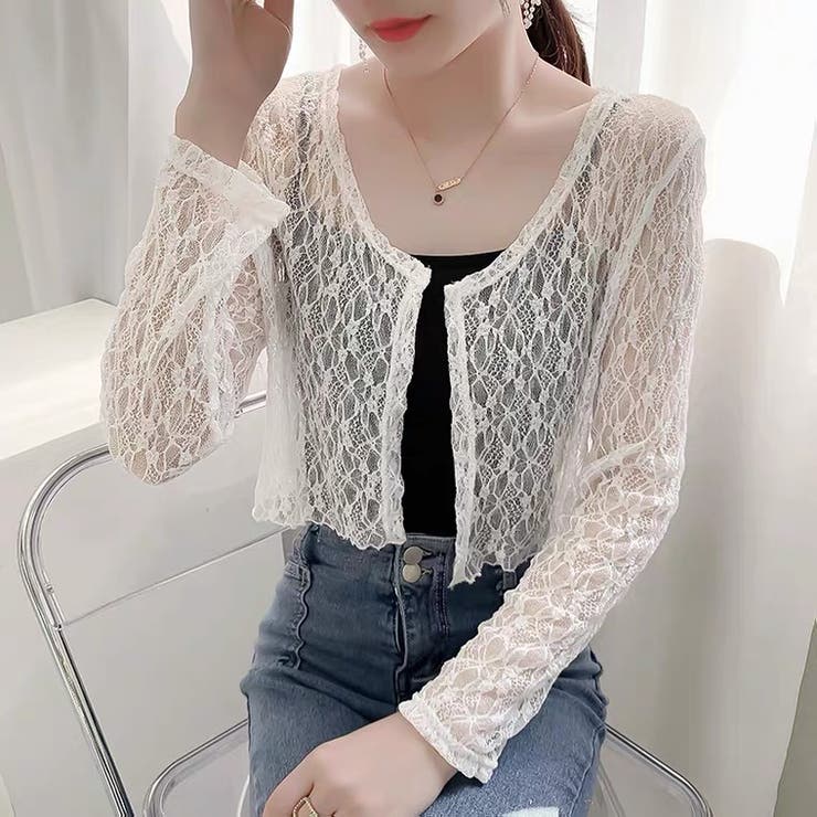 レースカーディガン 韓国ファッション 夏服[品番：SHNW0007039