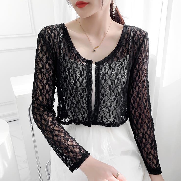レースカーディガン 韓国ファッション 夏服[品番：SHNW0007039
