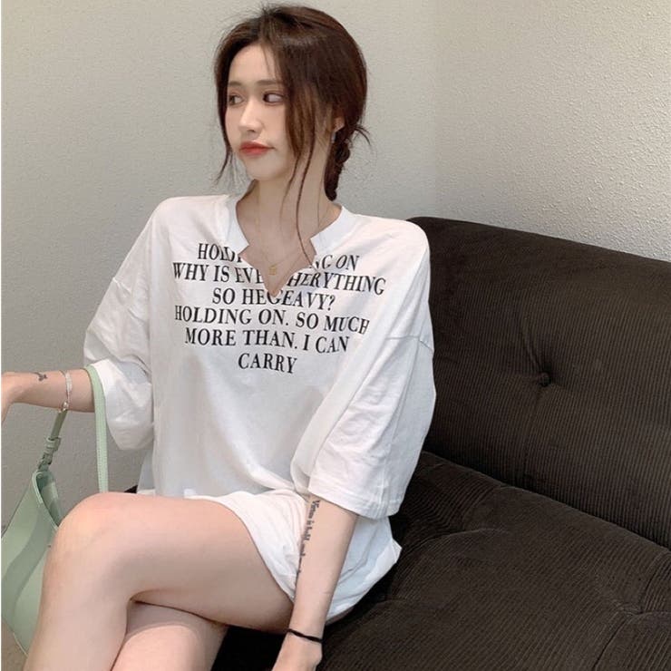 オーバーサイズプリントTシャツ 韓国ファッション 半袖