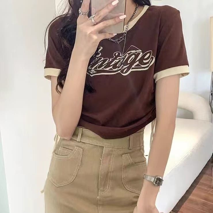 ショート丈Tシャツ 韓国ファッション オフィスカジュアル[品番