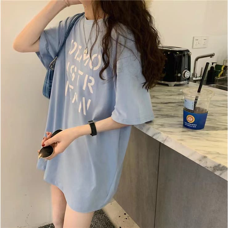 オーバーサイズTシャツ 韓国ファッション 夏服[品番：SHNW0007155