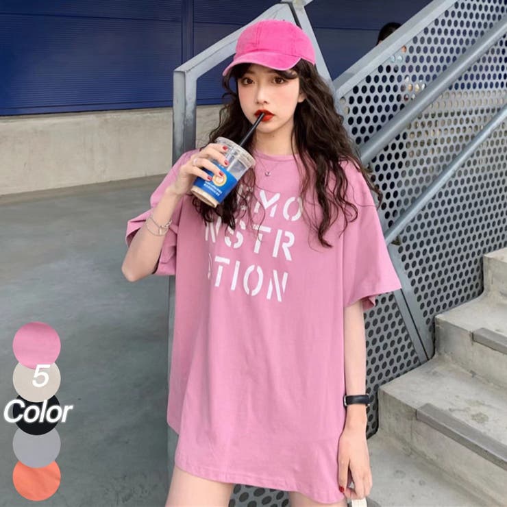 韓国風 レディース 半袖Tシャツ 新しい夏 カジュアル ファッションTシャツ ブラウス ピンク M Tシャツ 