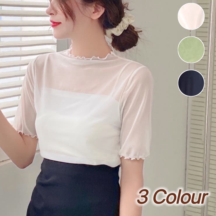 半袖シアートップス 韓国ファッション オフィスカジュアル | Sibra | 詳細画像1 