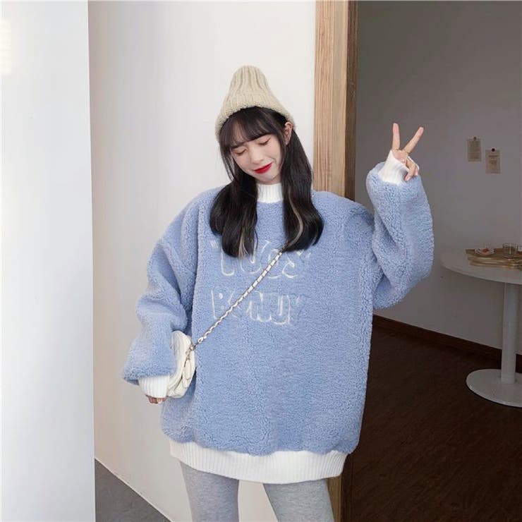 ボアプルオーバー 韓国ファッション 可愛い[品番：SHNW0008035