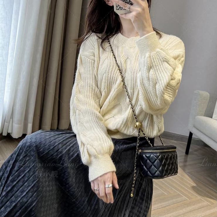 ざっくりが可愛い。ショート丈ニットプルオーバー 韓国ファッション セーター | Sibra | 詳細画像2 