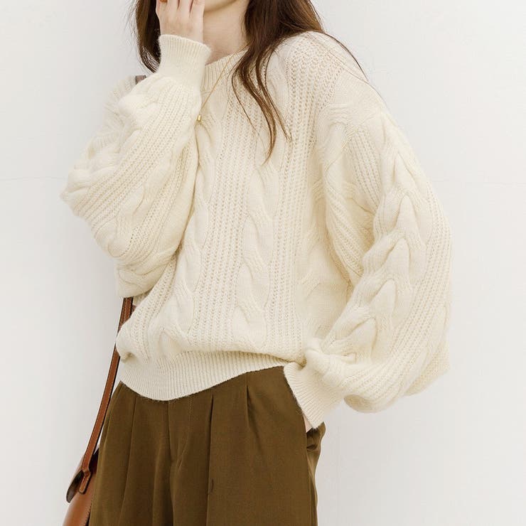 ざっくりが可愛い。ショート丈ニットプルオーバー 韓国ファッション セーター | Sibra | 詳細画像7 
