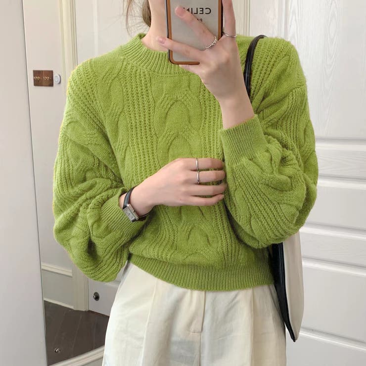 ざっくりが可愛い。ショート丈ニットプルオーバー 韓国ファッション セーター | Sibra | 詳細画像17 