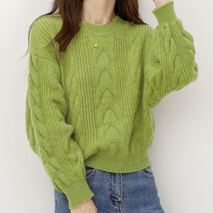 ざっくりが可愛い。ショート丈ニットプルオーバー 韓国ファッション セーター | Sibra | 詳細画像18 