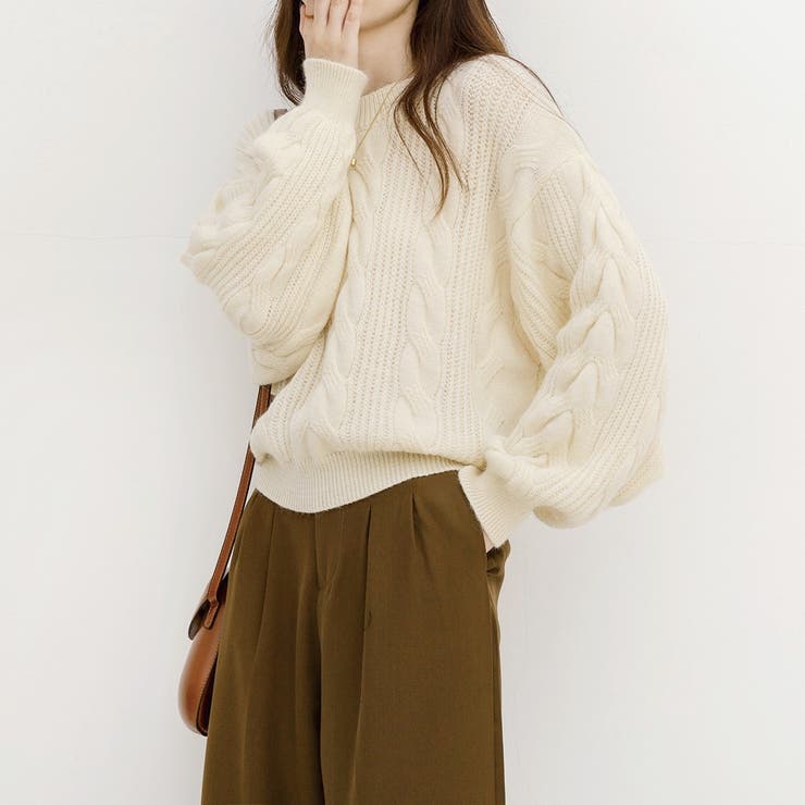 ざっくりが可愛い。ショート丈ニットプルオーバー 韓国ファッション セーター | Sibra | 詳細画像4 