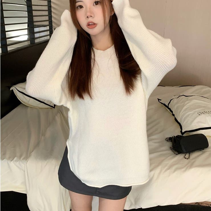 ニットトップス サイドスリット 韓国ファッション | Sibra | 詳細画像10 