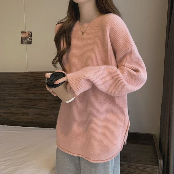 ニットトップス サイドスリット 韓国ファッション | Sibra | 詳細画像12 