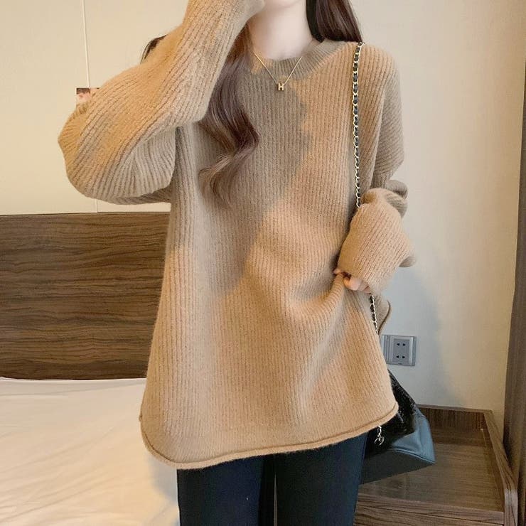 ニットトップス サイドスリット 韓国ファッション | Sibra | 詳細画像16 