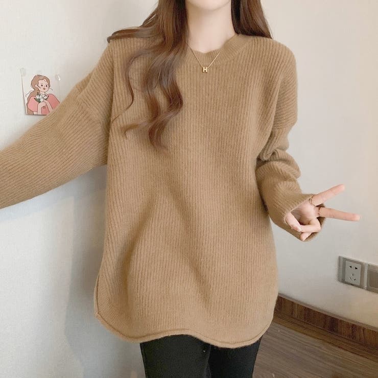 ニットトップス サイドスリット 韓国ファッション | Sibra | 詳細画像19 