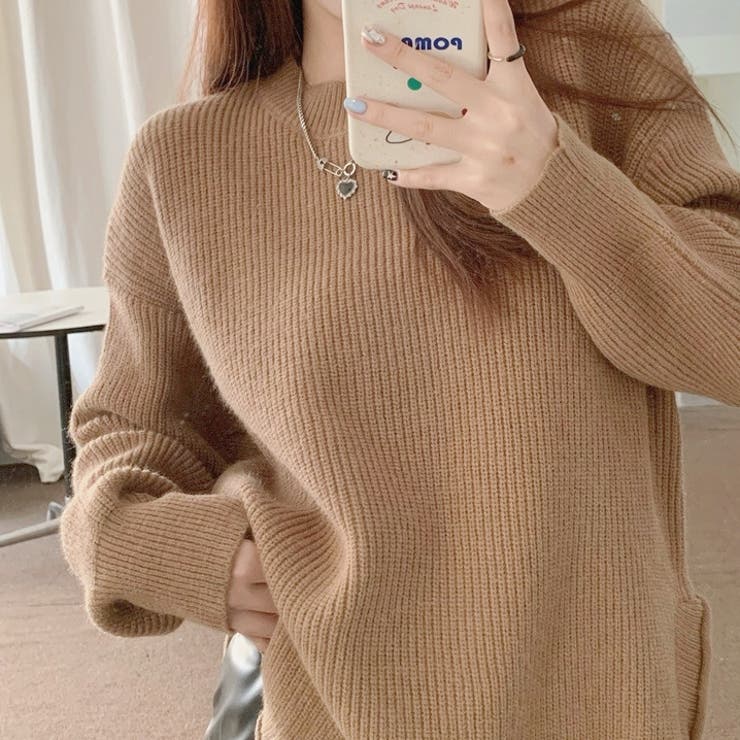 ニットトップス サイドスリット 韓国ファッション | Sibra | 詳細画像20 