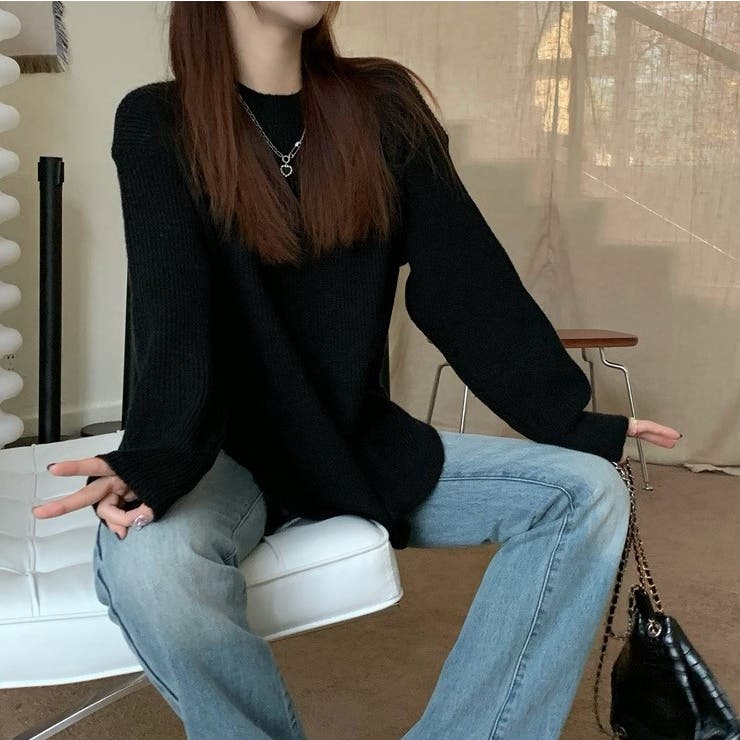 ニットトップス サイドスリット 韓国ファッション | Sibra | 詳細画像4 