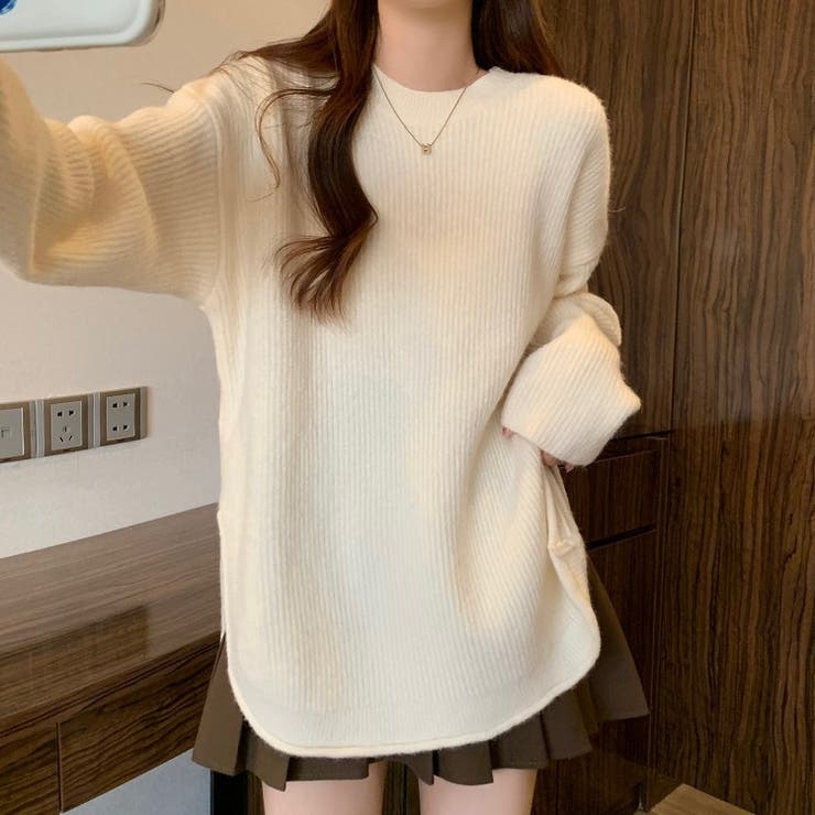 ニットトップス サイドスリット 韓国ファッション | Sibra | 詳細画像8 