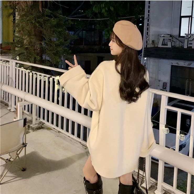 ゆるっとオーバーサイズのシャレ見え。ニットプルオーバー 韓国ファッション ふわふわ | Sibra | 詳細画像6 