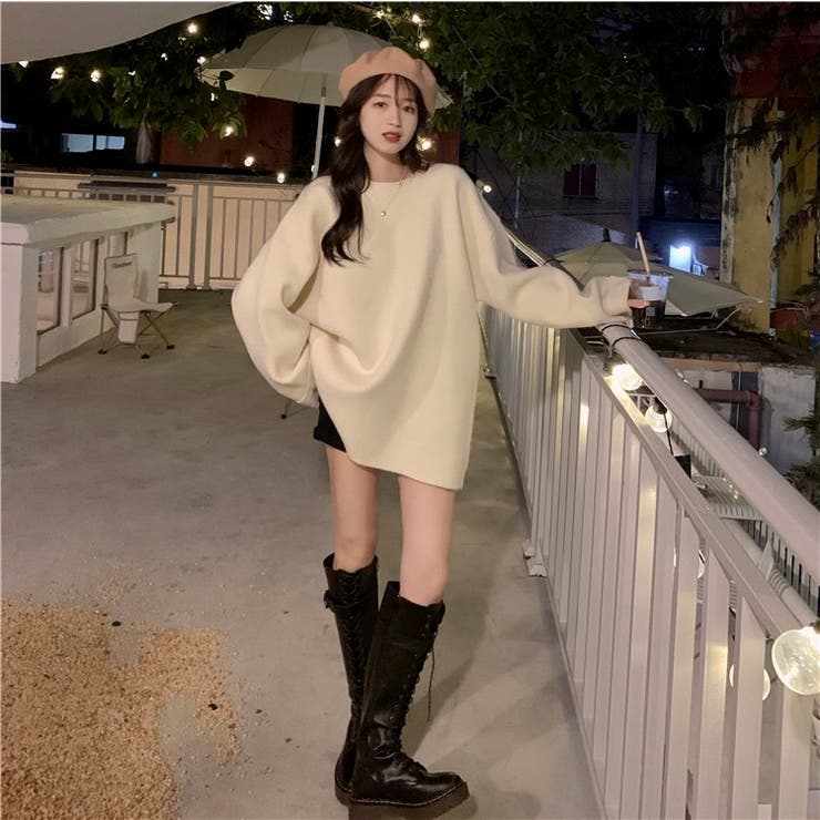 ゆるっとオーバーサイズのシャレ見え。ニットプルオーバー 韓国ファッション ふわふわ | Sibra | 詳細画像8 