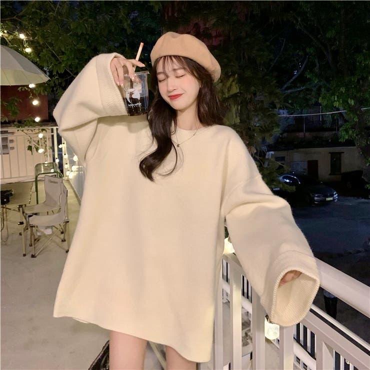 ゆるっとオーバーサイズのシャレ見え。ニットプルオーバー 韓国ファッション ふわふわ | Sibra | 詳細画像10 