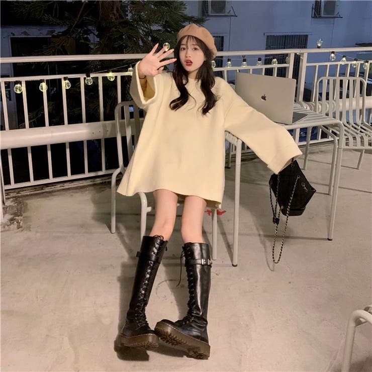 ゆるっとオーバーサイズのシャレ見え。ニットプルオーバー 韓国ファッション ふわふわ | Sibra | 詳細画像11 