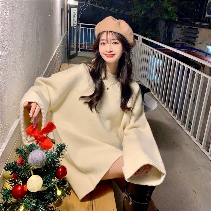 ゆるっとオーバーサイズのシャレ見え。ニットプルオーバー 韓国ファッション ふわふわ | Sibra | 詳細画像13 