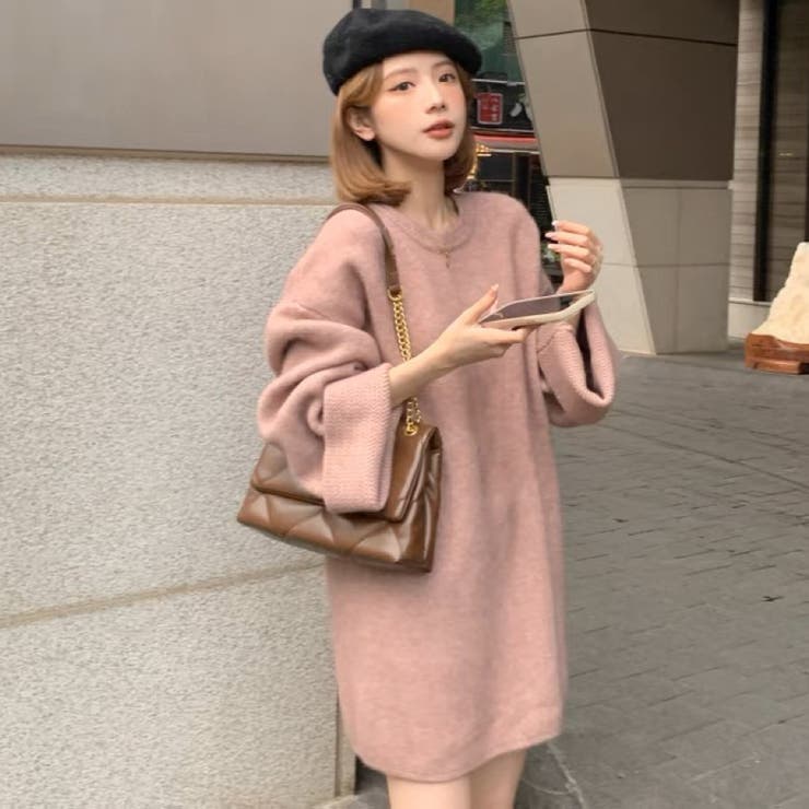 ゆるっとオーバーサイズのシャレ見え。ニットプルオーバー 韓国ファッション ふわふわ | Sibra | 詳細画像1 