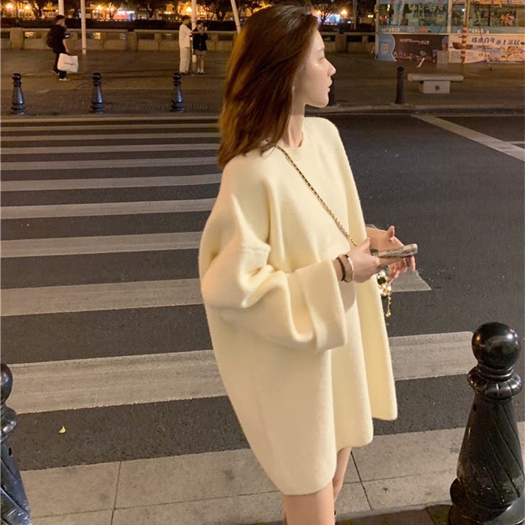 ゆるっとオーバーサイズのシャレ見え。ニットプルオーバー 韓国ファッション ふわふわ | Sibra | 詳細画像14 