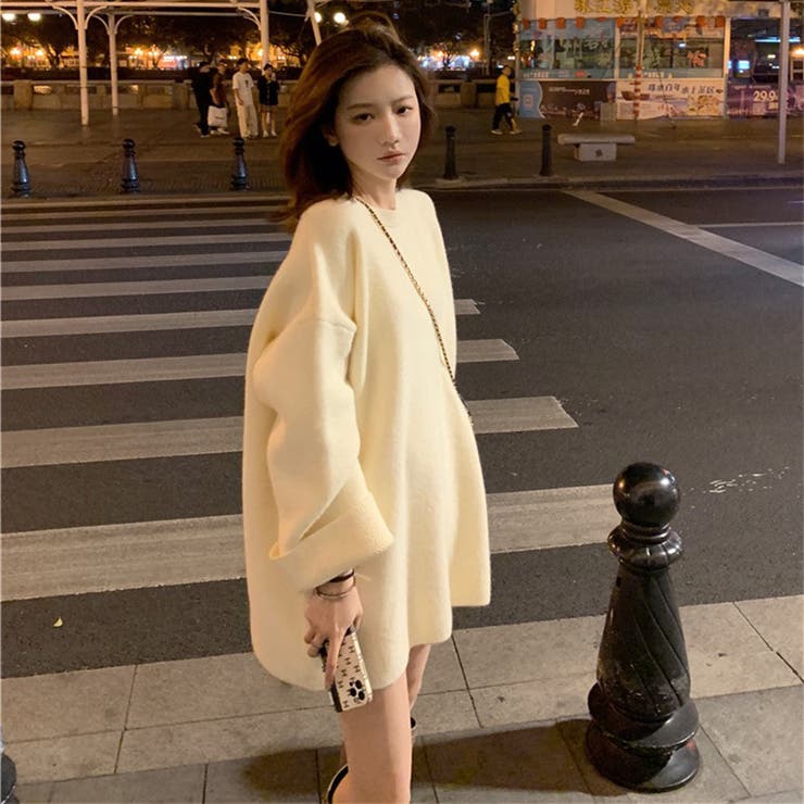 ゆるっとオーバーサイズのシャレ見え。ニットプルオーバー 韓国ファッション ふわふわ | Sibra | 詳細画像15 