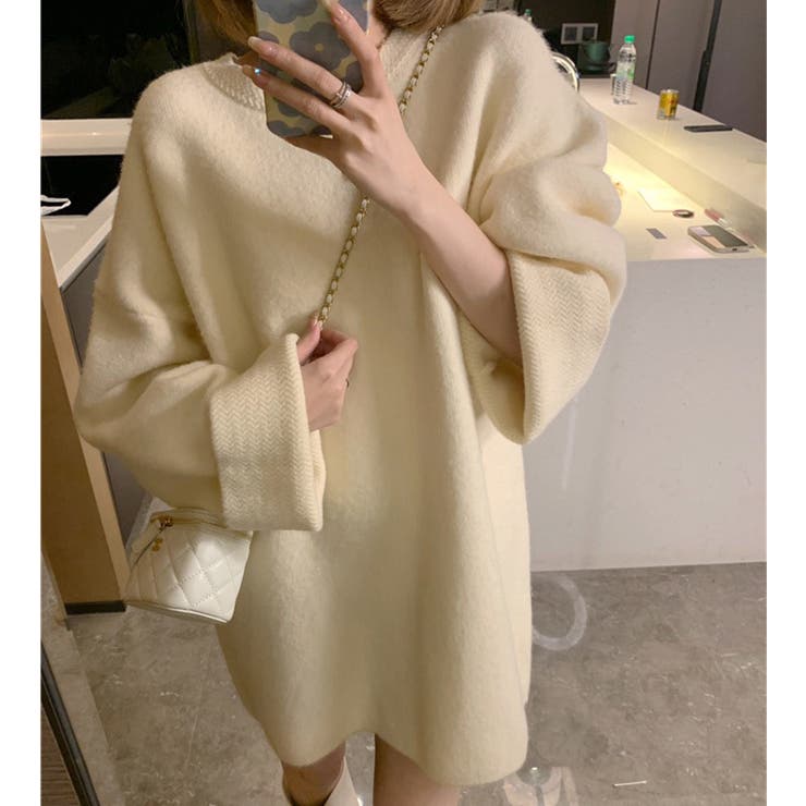 ゆるっとオーバーサイズのシャレ見え。ニットプルオーバー 韓国ファッション ふわふわ | Sibra | 詳細画像16 