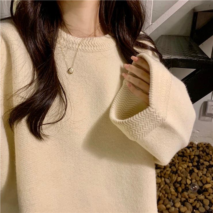 ゆるっとオーバーサイズのシャレ見え。ニットプルオーバー 韓国ファッション ふわふわ | Sibra | 詳細画像2 