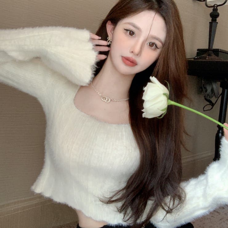 ニット 白M セール】モヘアライクオーバーサイズニット（ニット/セーター