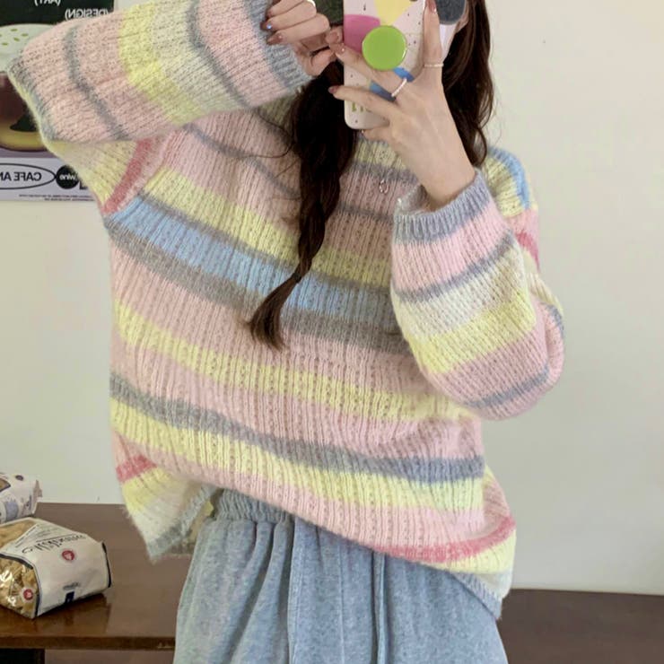 ふわふわグラデーションニットトップ 韓国ファッション ニット | Sibra | 詳細画像10 
