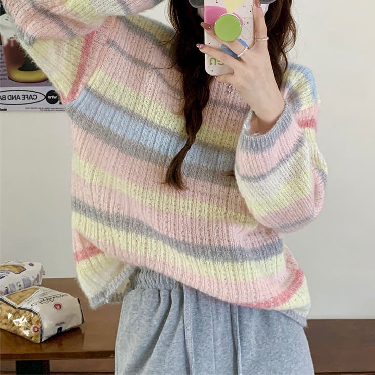 ふわふわグラデーションニットトップ 韓国ファッション ニット | Sibra | 詳細画像11 