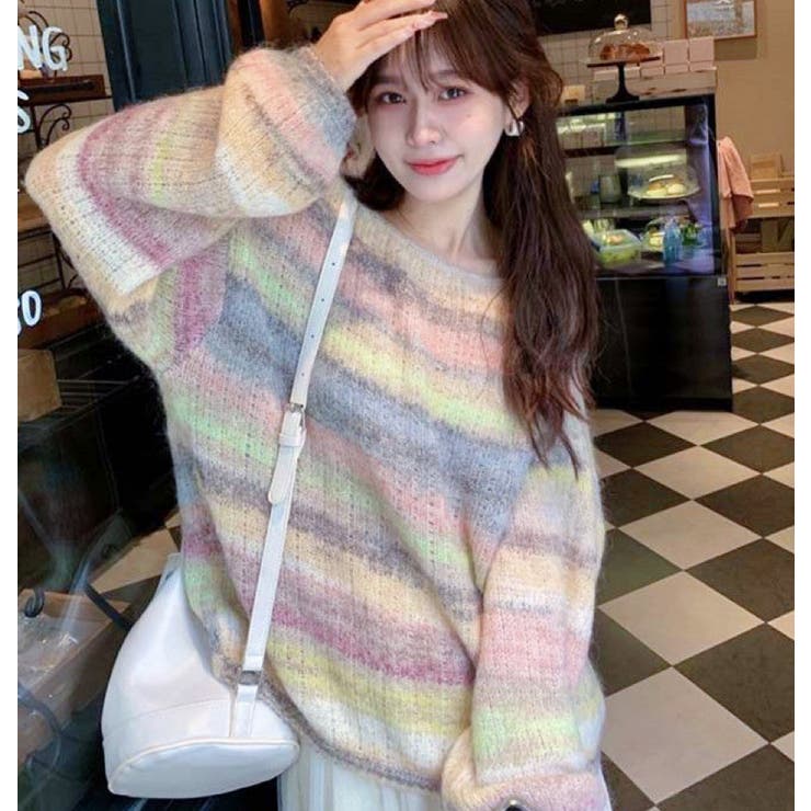 ふわふわグラデーションニットトップ 韓国ファッション ニット | Sibra | 詳細画像1 