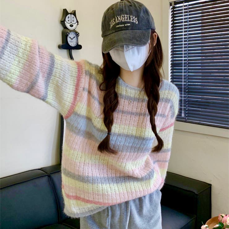 ふわふわグラデーションニットトップ 韓国ファッション ニット | Sibra | 詳細画像4 