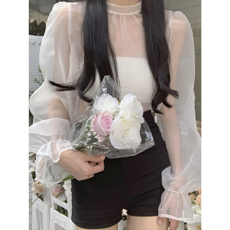 大人の愛らしさ。後ろリボンシアーブラウス 春 韓国ファッション | Sibra | 詳細画像2 