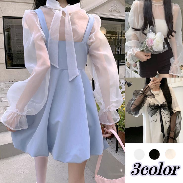 大人の愛らしさ。後ろリボンシアーブラウス 春 韓国ファッション | Sibra | 詳細画像1 