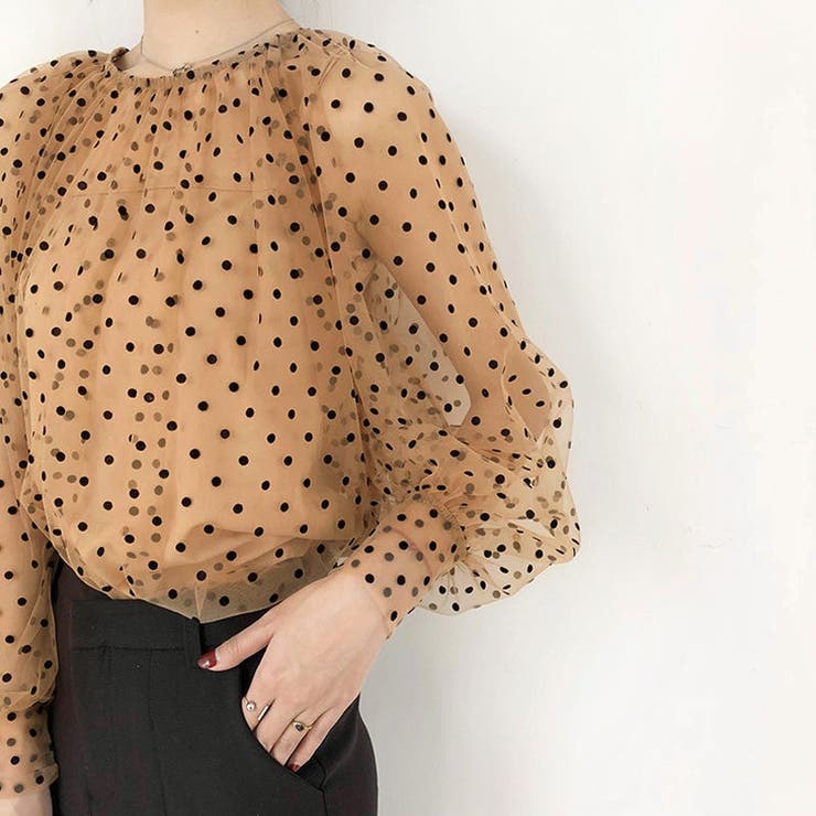 モテ愛されレディに。キャミ付きシアーブラウス 韓国ファッション 夏服 | Sibra | 詳細画像3 