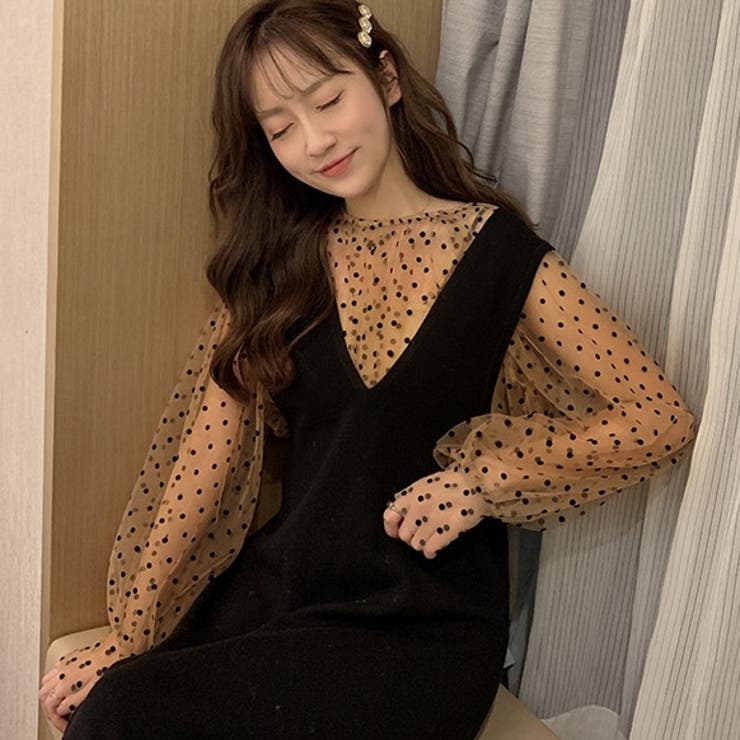 モテ愛されレディに。キャミ付きシアーブラウス 韓国ファッション 夏服 | Sibra | 詳細画像18 