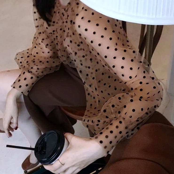 モテ愛されレディに。キャミ付きシアーブラウス 韓国ファッション 夏服 | Sibra | 詳細画像6 