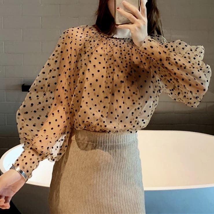 ブラウン | モテ愛されレディに。キャミ付きシアーブラウス 韓国ファッション 夏服 | Sibra