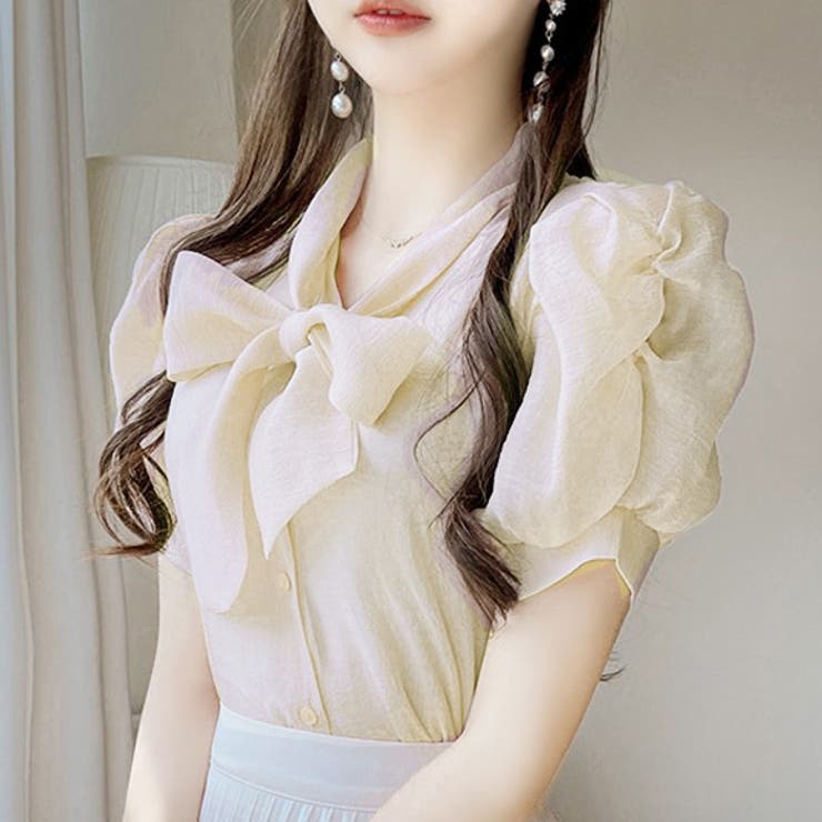 ボウタイシアーブラウス 春 韓国ファッション | Sibra | 詳細画像6 