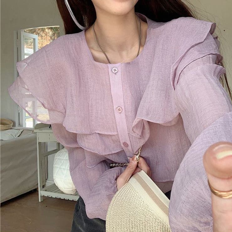 シアーブラウス 春 韓国ファッション | Sibra | 詳細画像11 